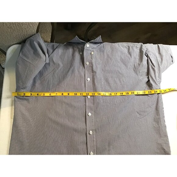 Croft & Barrow Mens XL Striped Button-Down Shirt Long Sleeve Easy Care Blue & Wh - Picture 5 of 7